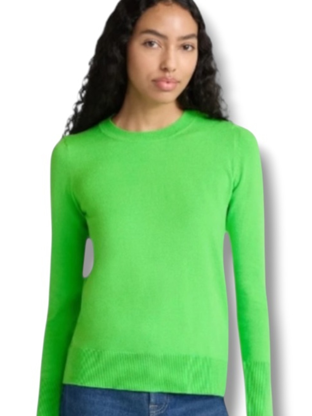 Free Assembly Women's Vibrant Green Long Sleeve Crewneck Sweater St Patricks Day
